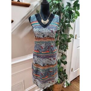 Ronni Nicole Women's Multicolor Polyester V Neck Sleeveless Knee Length Dress 12